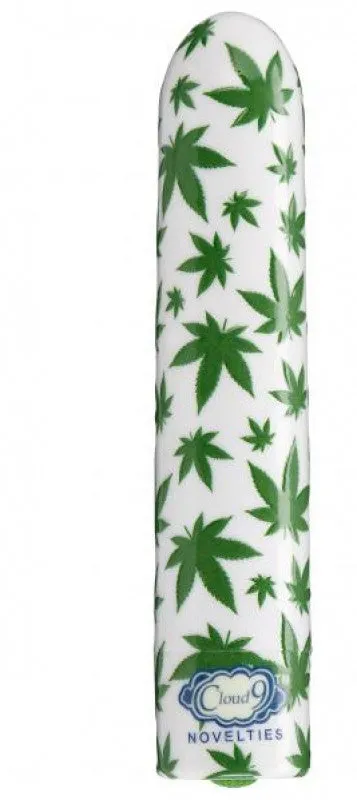 420 Slim Cannabis Leaf Vibe -  White/green | Cloud 9 Novelties Vibrators