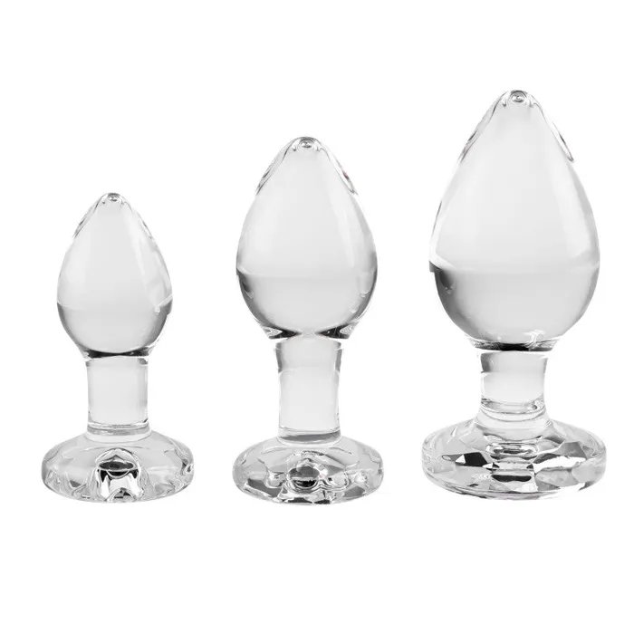 Adam and Eve Anal | Pink Gem Glass Plug Set - Pink