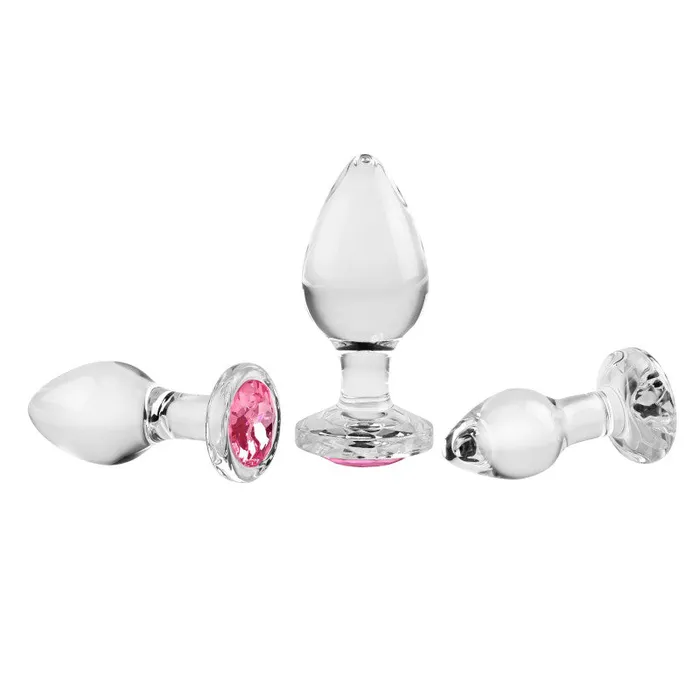 Adam and Eve Anal | Pink Gem Glass Plug Set - Pink