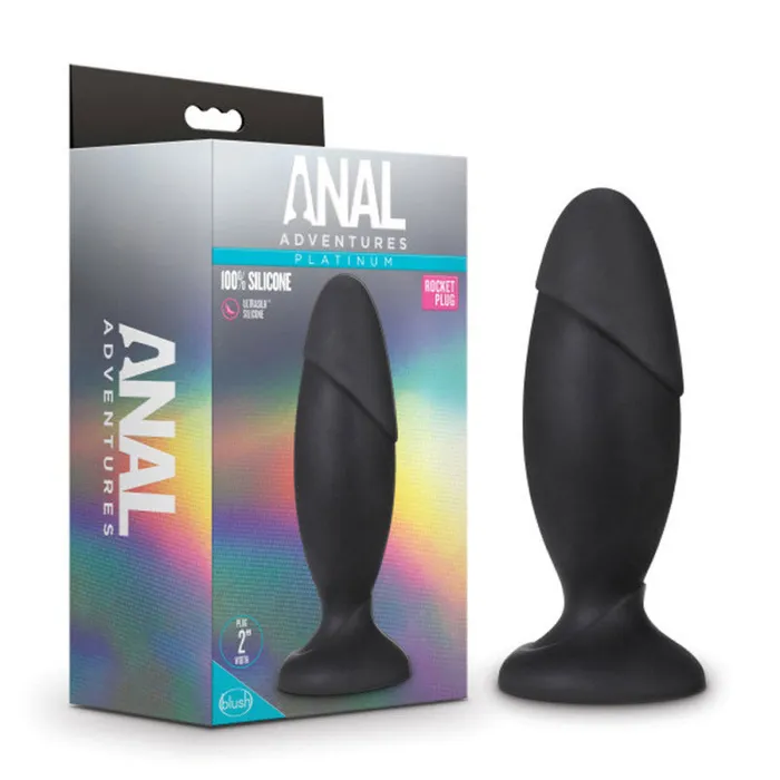Anal | Blush Novelties Anal Adventures - Platinum - Silicone Rocket Plug - Black