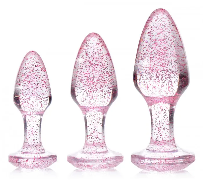 Anal | Booty Sparks Glitter Gem Anal Plug Set Pink - XR Brands