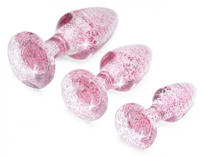 Anal | Booty Sparks Glitter Gem Anal Plug Set Pink - XR Brands