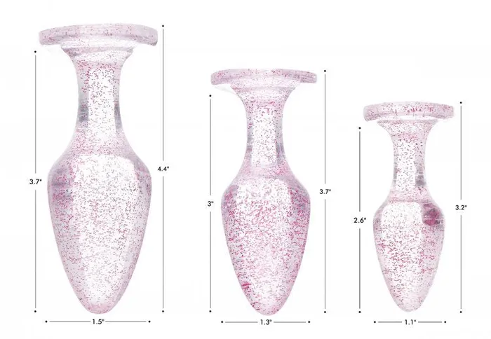 Anal | Booty Sparks Glitter Gem Anal Plug Set Pink - XR Brands