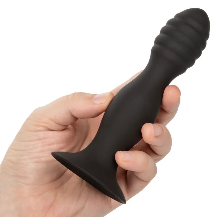Anal CalExotics Silicone Ribbed Anal Stud Black