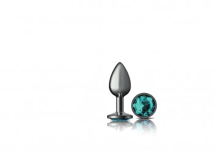 Anal Cheeky Charms Gunmetal Metal Butt Plug Round Teal Small Viben