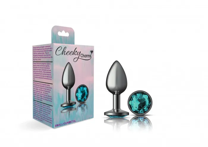 Anal | Cheeky Charms - Gunmetal Metal Butt Plug - Round - Teal - Small - Viben
