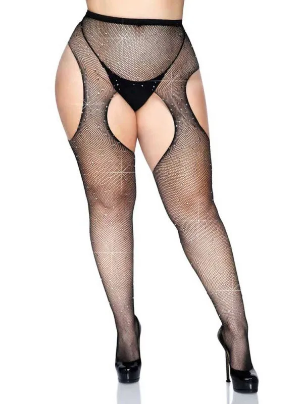 Anal | Leg Avenue Casey Rhinestone Fishnet Suspender Pantyhose - Queen - Black Anal | Leg Avenue Casey Rhinestone Fishnet Suspender Pantyhose - Queen - Black