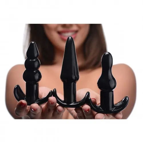 Anal Trinity Vibes 4 Pc Vibrating Anal Plug Set Black XR Brands