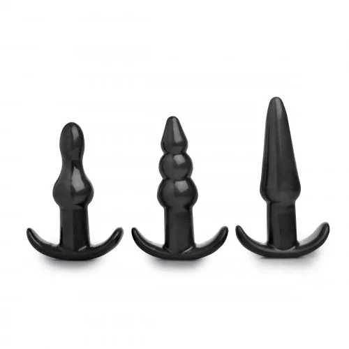 Anal | Trinity Vibes 4 Pc Vibrating Anal Plug Set Black - XR Brands