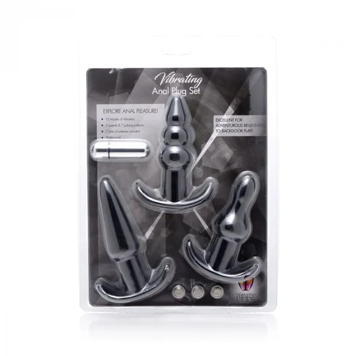 Anal | Trinity Vibes 4 Pc Vibrating Anal Plug Set Black - XR Brands