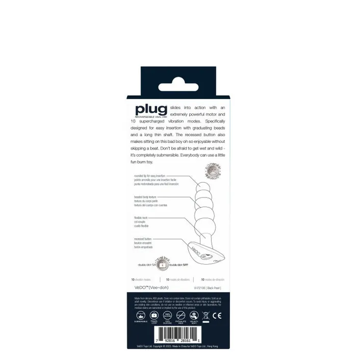 Anal | VeDO Plug Rechargeable Anal Vibe - Black Pearl