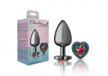 Anal | Viben Cheeky Charms Heart Rainbow Large Gunmetal Butt Plug