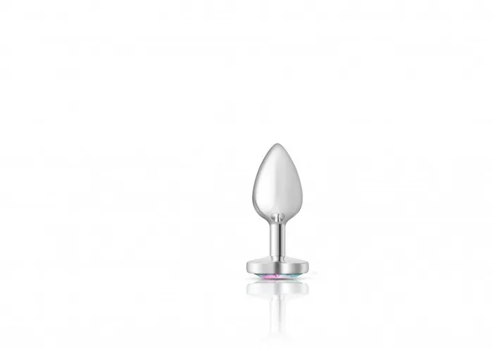 Anal | Viben Cheeky Charms - Silver Metal Butt Plug - Heart - Clear - Small
