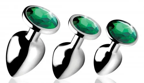 Anal | XR Brands Booty Sparks Emerald Gem Anal Plug Set