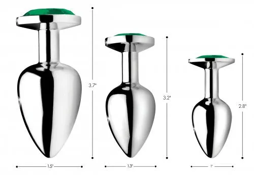 Anal | XR Brands Booty Sparks Emerald Gem Anal Plug Set