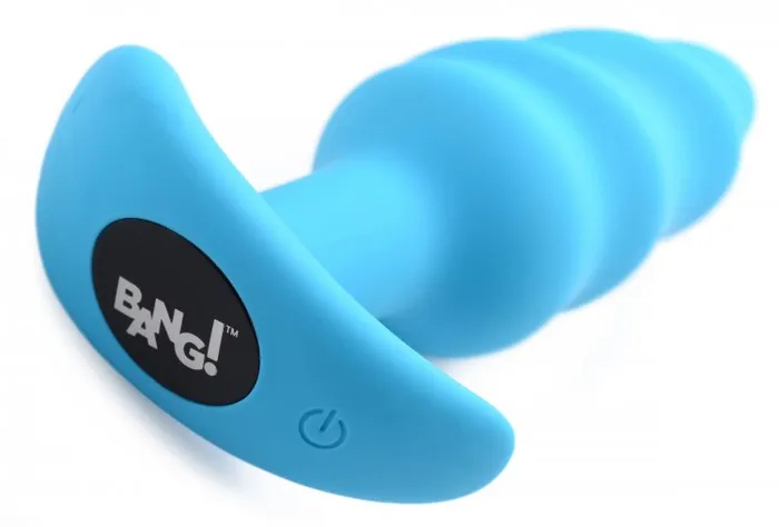 Bang! 21x Vibrating Silicone Swirl Butt Plug W/ Remote Blue | XR Brands Anal