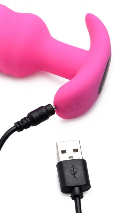 Bang! 21x Vibrating Silicone Swirl Butt Plug W/ Remote Pink | XR Brands Anal