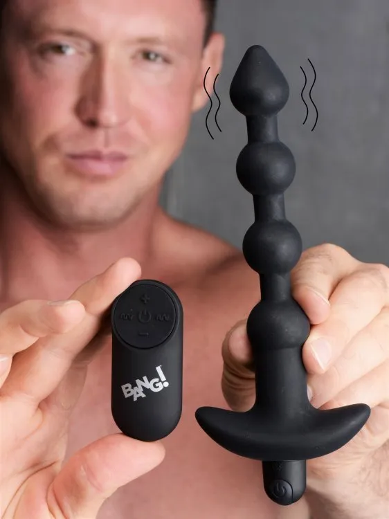 Bang! Vibrating Silicone Anal Beads & Remote Black | XR Brands Anal