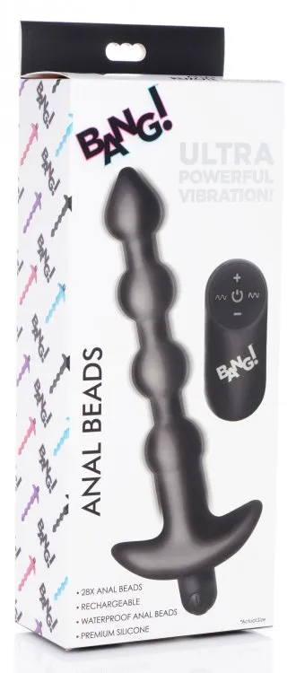Bang! Vibrating Silicone Anal Beads & Remote Black | XR Brands Anal