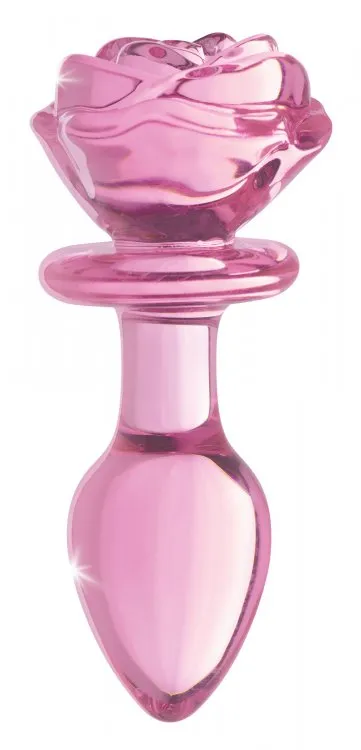 Booty Sparks Pink Rose Glass Medium Anal Plug XR Brands Anal