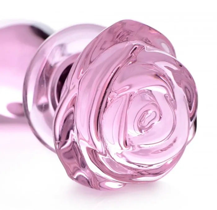 Booty Sparks Pink Rose Glass Medium Anal Plug | XR Brands Anal