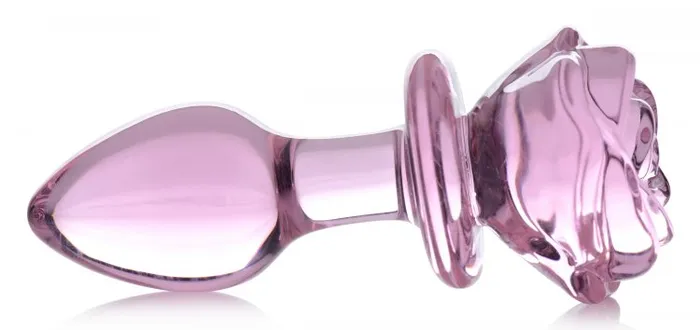 Booty Sparks Pink Rose Glass Medium Anal Plug | XR Brands Anal
