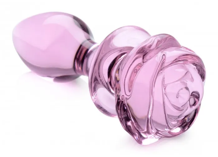 Booty Sparks Pink Rose Glass Medium Anal Plug | XR Brands Anal