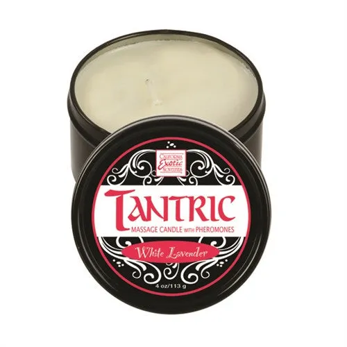 CalExotics Couples Tantric Soy Massage Candle With Pheromones White Lavender 4 Oz