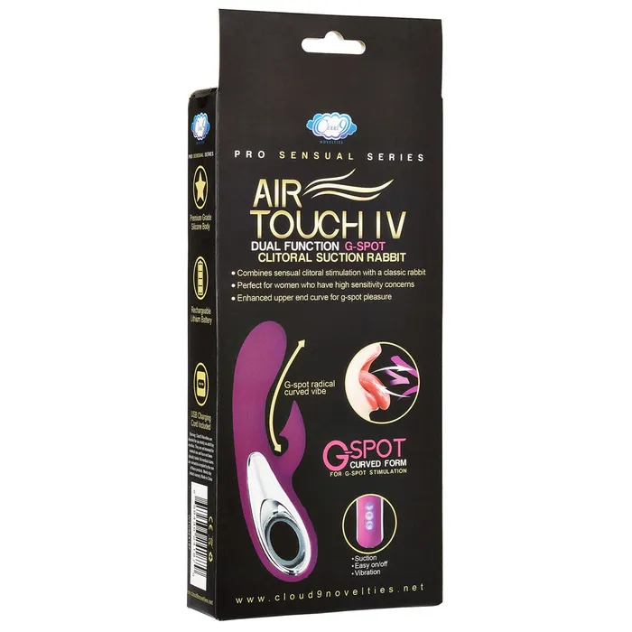 Cloud 9 Novelties Vibrators | Cloud 9 Pro Sensual Air Touch IV G-Spot Dual Functional Clitoral Suction Rabbit - Purple