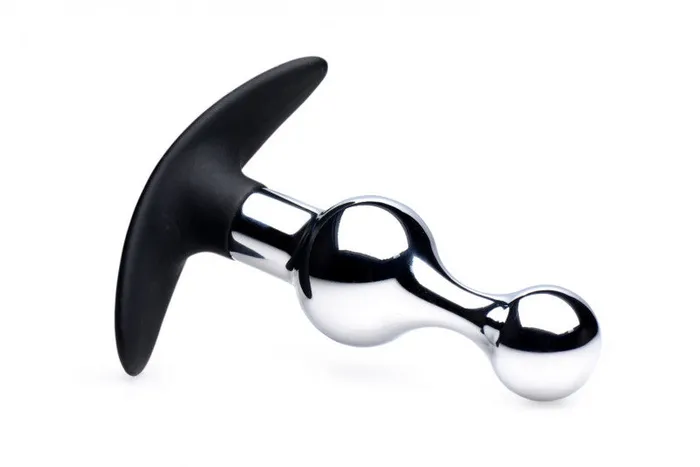 Dark Drop Metal and Silicone Beaded Anal Plug XR Brands Master Series Anal