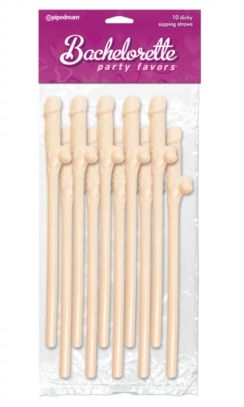 Dildos Pipedream Bachelorette Party Favors 10 Sipping Straws Light