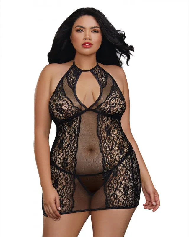 Dreamgirl Anal Chemise GString Queen Black