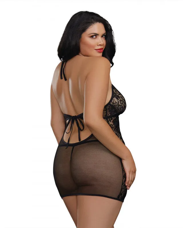 Dreamgirl Anal | Chemise, G-String - Queen - Black