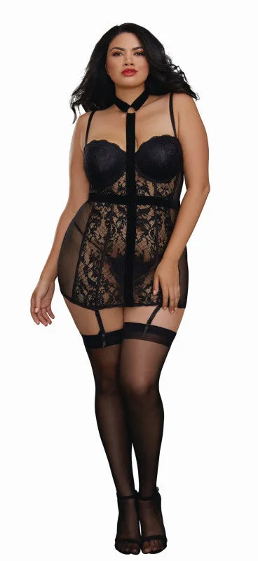 Dreamgirl Anal Garter Slip 3x Black