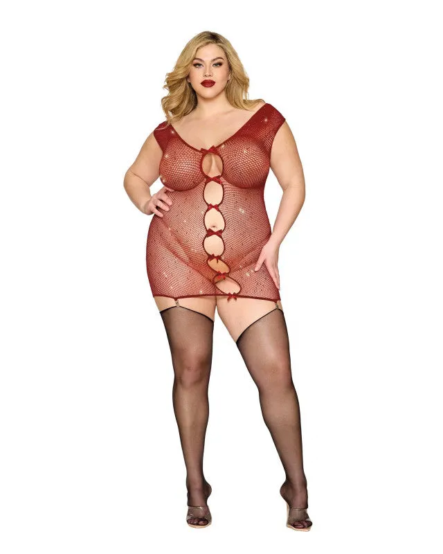 Dreamgirl Vibrators Garter Slip Dmnd One Size Queen Red