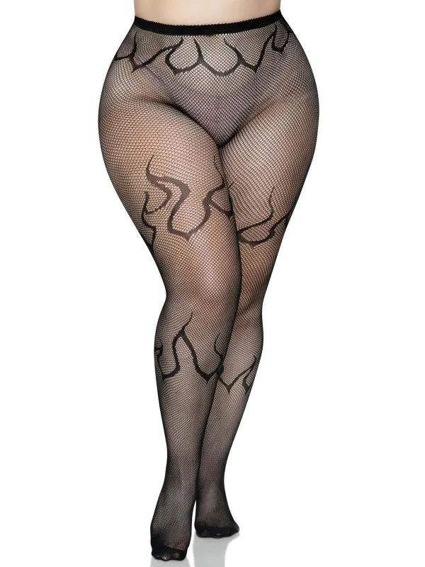 Leg Avenue Anal Flame Net Tights 1x2x Black