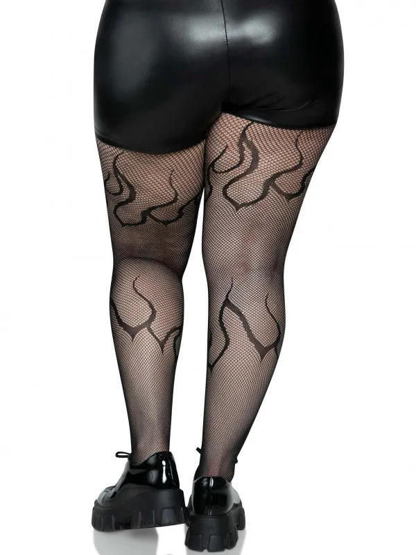Leg Avenue Anal | Flame Net Tights - 1x/2x - Black Leg Avenue Anal | Flame Net Tights - 1x/2x - Black