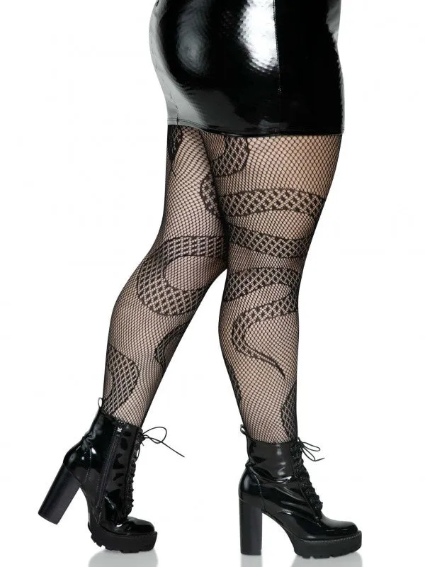 Leg Avenue Anal | Snake Net Tights - 1x/2x - Black