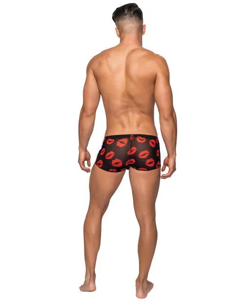 Male Power Lingerie Anal | Mini Short Sheer Lips Black Xl