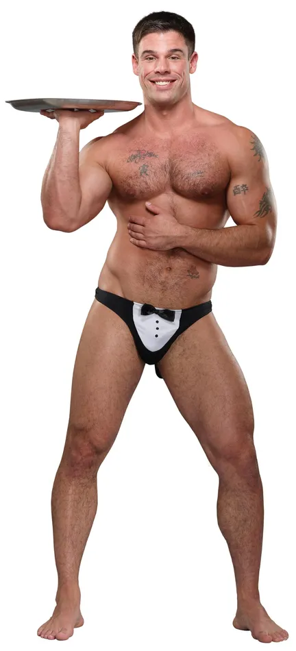 Male Power Lingerie Anal Novelty Maitre D Thong Black Os