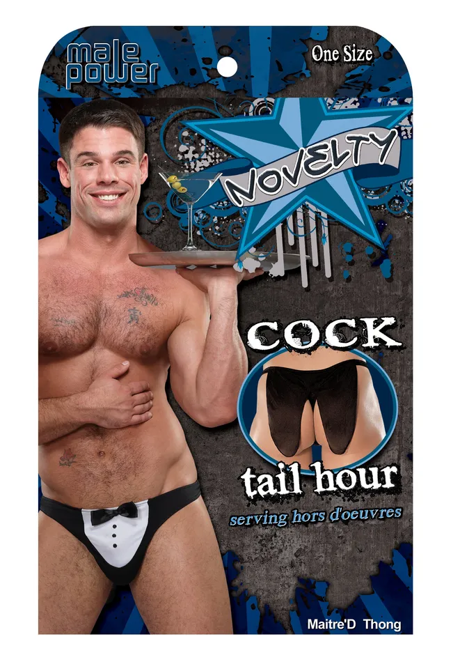 Male Power Lingerie Anal | Novelty Maitre D Thong Black O-s