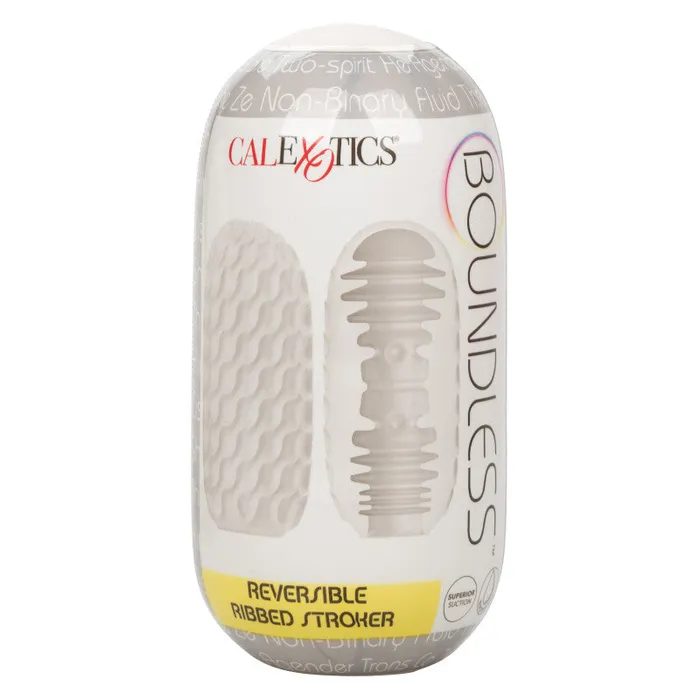 Male Sex Toys | CalExotics Boundless Reversible Ribbed Stroker - Clear Male Sex Toys | CalExotics Boundless Reversible Ribbed Stroker - Clear