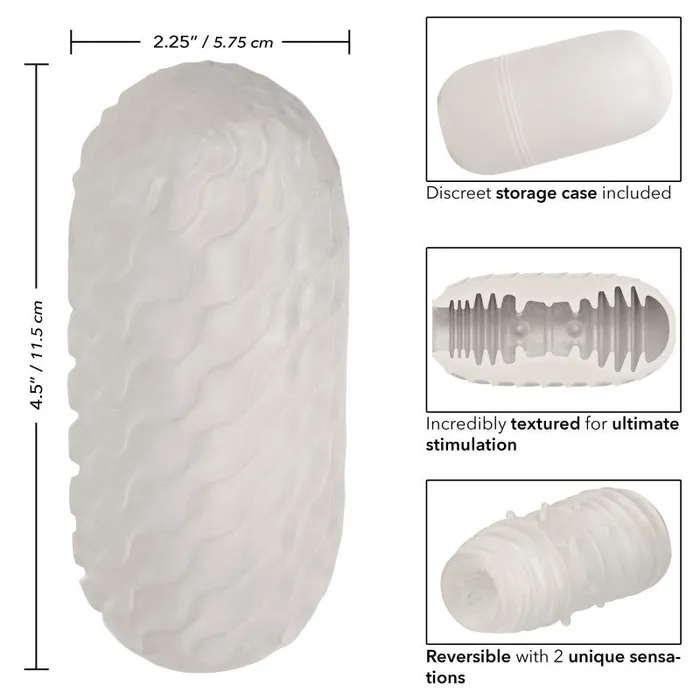 Male Sex Toys | CalExotics Boundless Reversible Ribbed Stroker - Clear Male Sex Toys | CalExotics Boundless Reversible Ribbed Stroker - Clear
