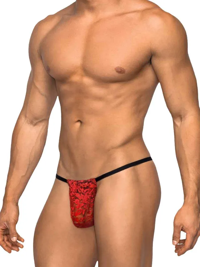 Posing Strap Stretch Lace Red Os Male Power Lingerie Anal