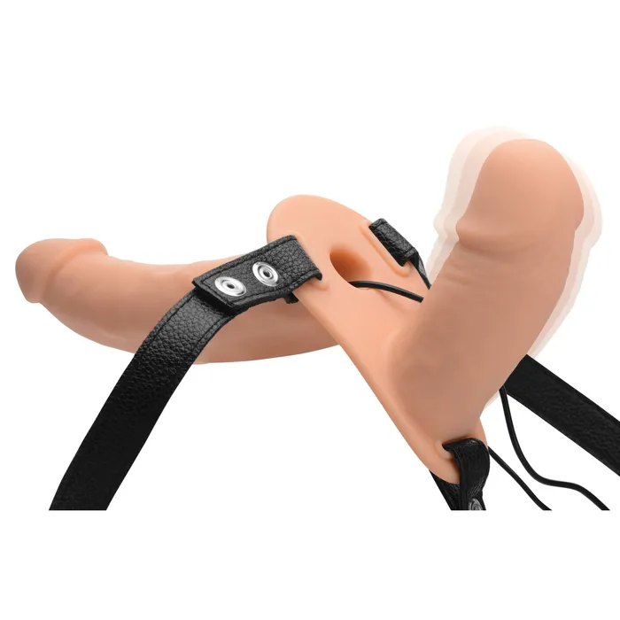 Power Pegger Silicone Vibrating Double Dildo With Harness | XR Brands Female Sex Toys Power Pegger Silicone Vibrating Double Dildo With Harness | XR Brands Female Sex Toys