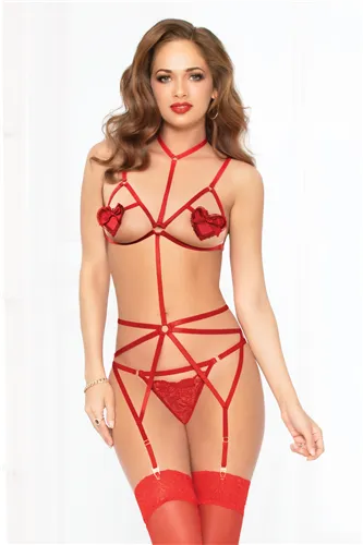 Seven Til Midnight Female Sex Toys Applique Playsuit Panty Set Red One Size Seven Til Midnight Female Sex Toys Applique Playsuit Panty Set Red One Size