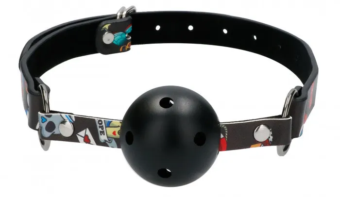 Shots Ouch Anal Breatheable Ball Gag Old Tattoo Style Black