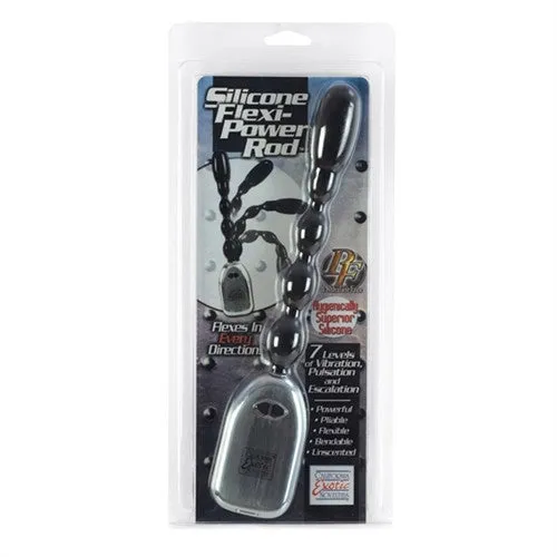 Silicone FlexiPower Rod Bendable Beaded Probe Black CalExotics Anal
