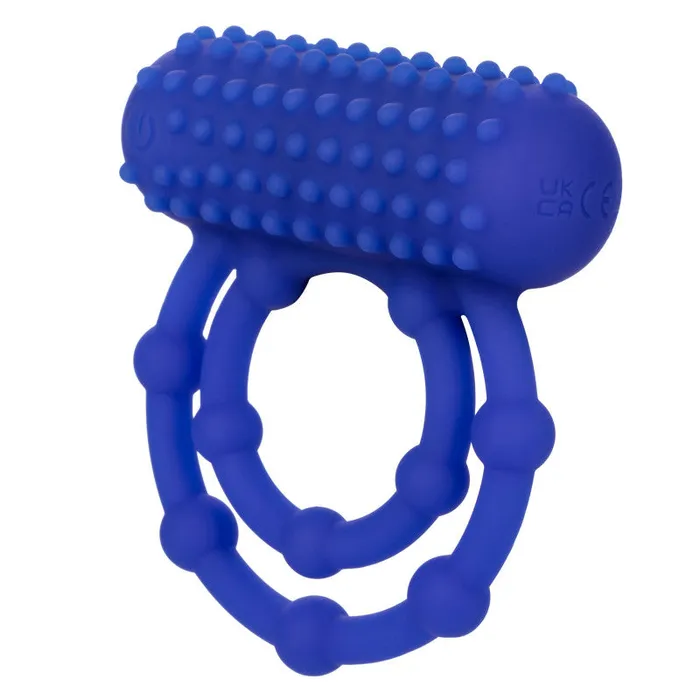 Silicone Rechargeable 10 Bead Maximus Ring - Blue | CalExotics Male Sex Toys
