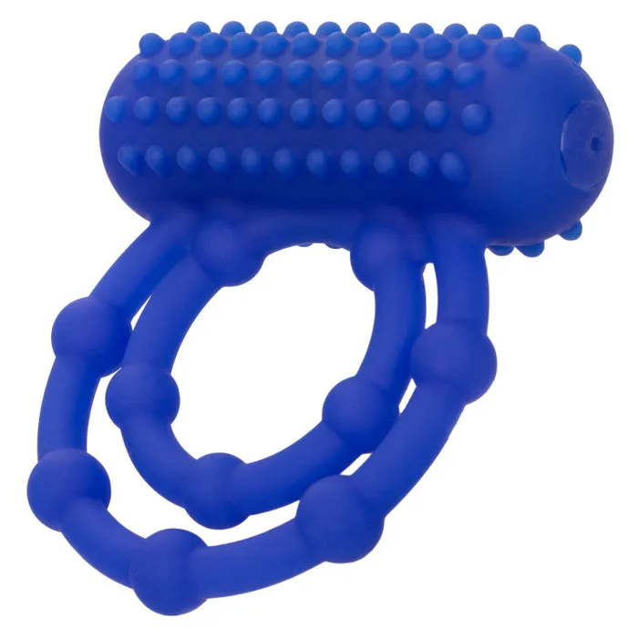 Silicone Rechargeable 10 Bead Maximus Ring - Blue | CalExotics Male Sex Toys
